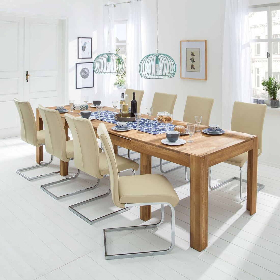 NordicStory mesa de comedor extensible madera maciza roble rustico