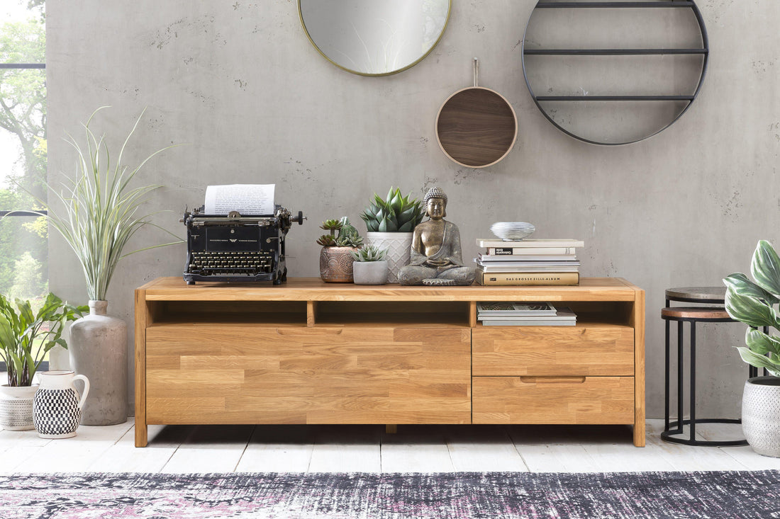mueble de TV de madera maciza de roble