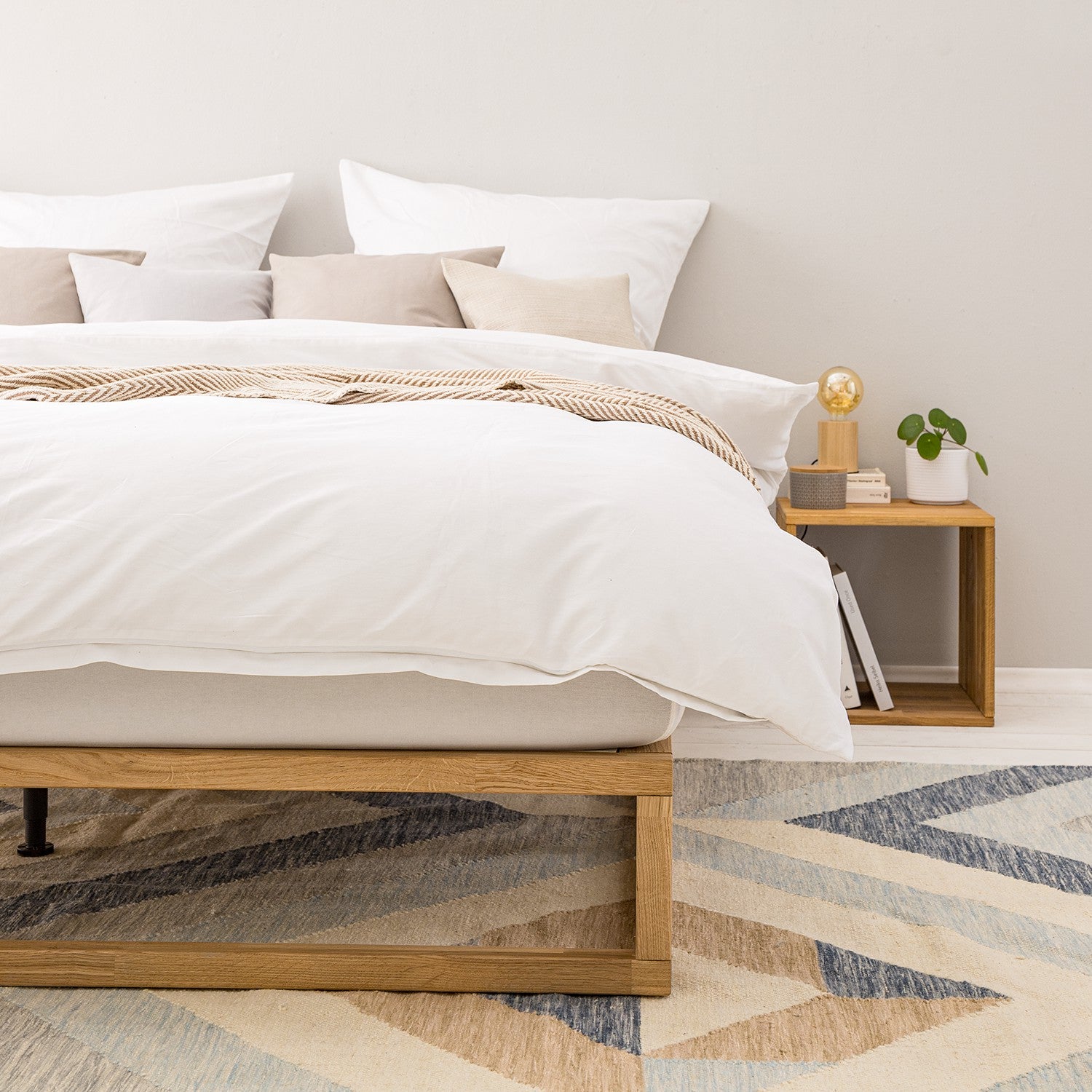 NordicStory Cama de Madera Maciza de Roble Dormitorio Nordico Escandinavo