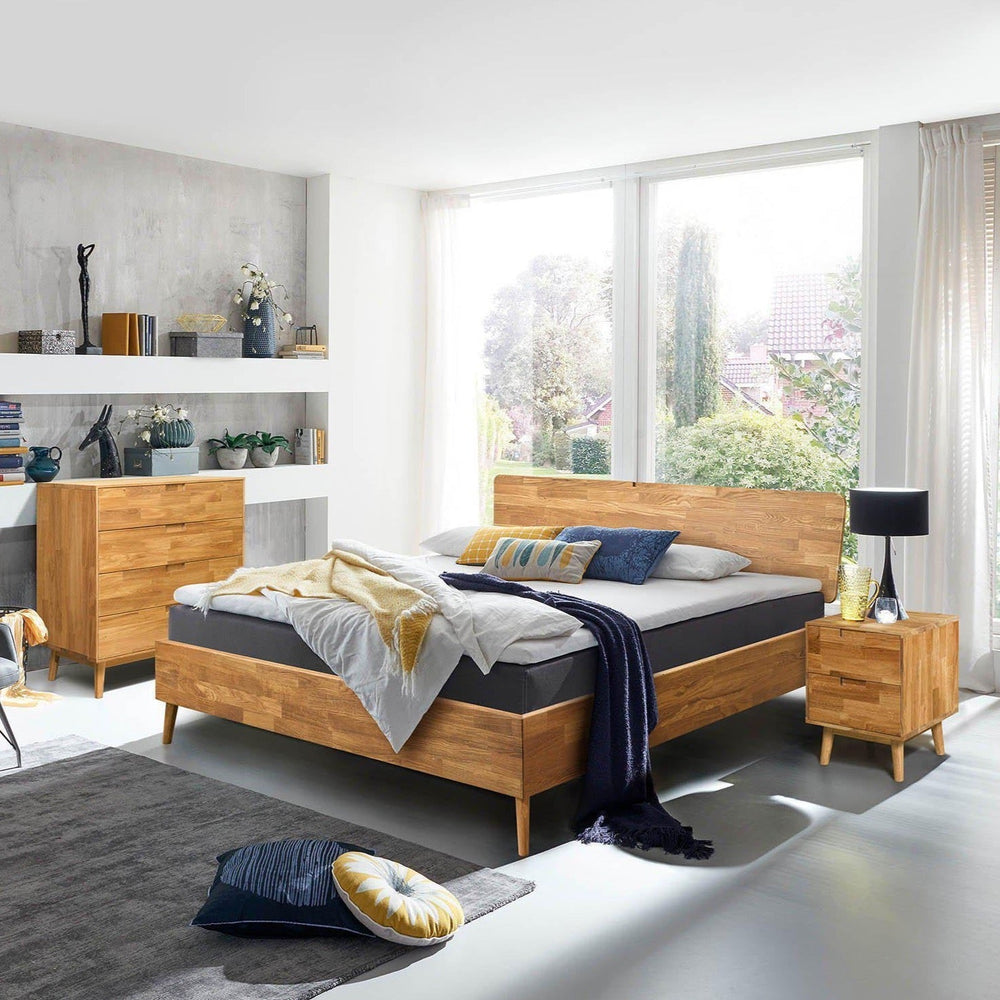 NordicStory Cama de madera maciza de roble