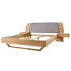 NordicStory Cama de madera maciza de roble "Alina" con cabezal y 2 mesitas de noche flotante3