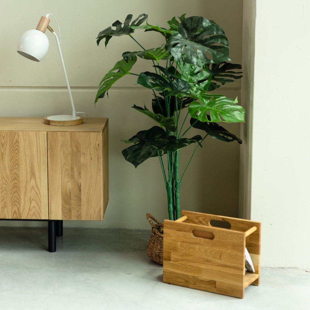 NordicStory Revistero de madera maciza roble