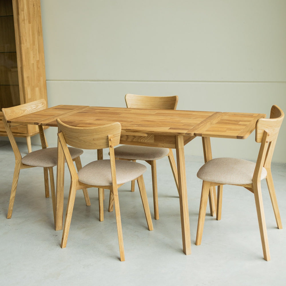 NordicStory Mesa extensible de comedor de madera maciza de roble sostenible
