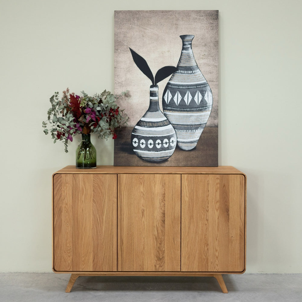 NordicStory Aparador de madera maciza roble Geneva 2, 134 x 45 x 86 cm.