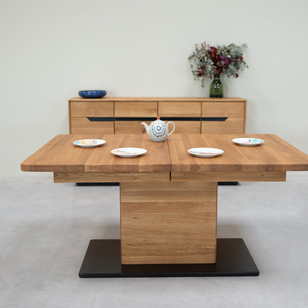 NordicStory Mesa de comedor extensible de madera maciza roble Bremen, 160-250 x 90 x 75 cm.