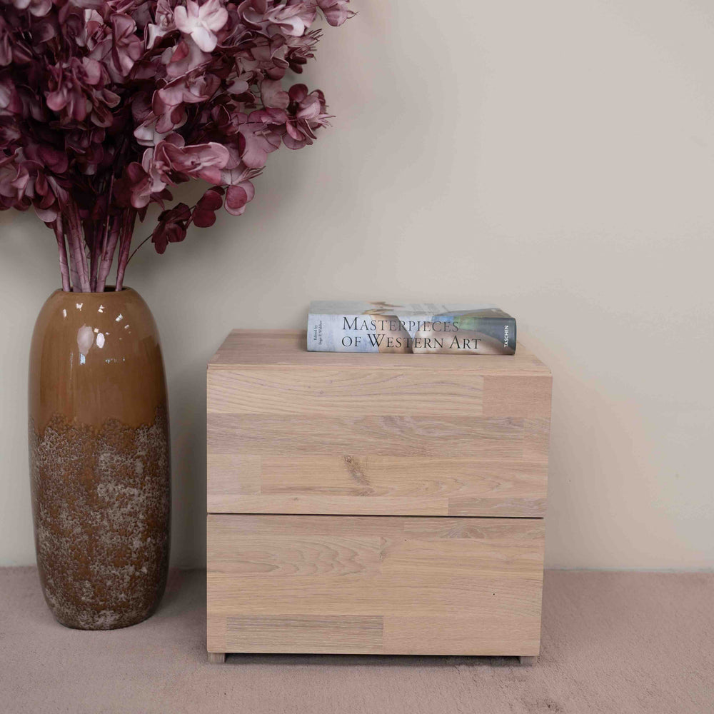 NordicStory Mesita de noche de madera maciza de roble sostenible