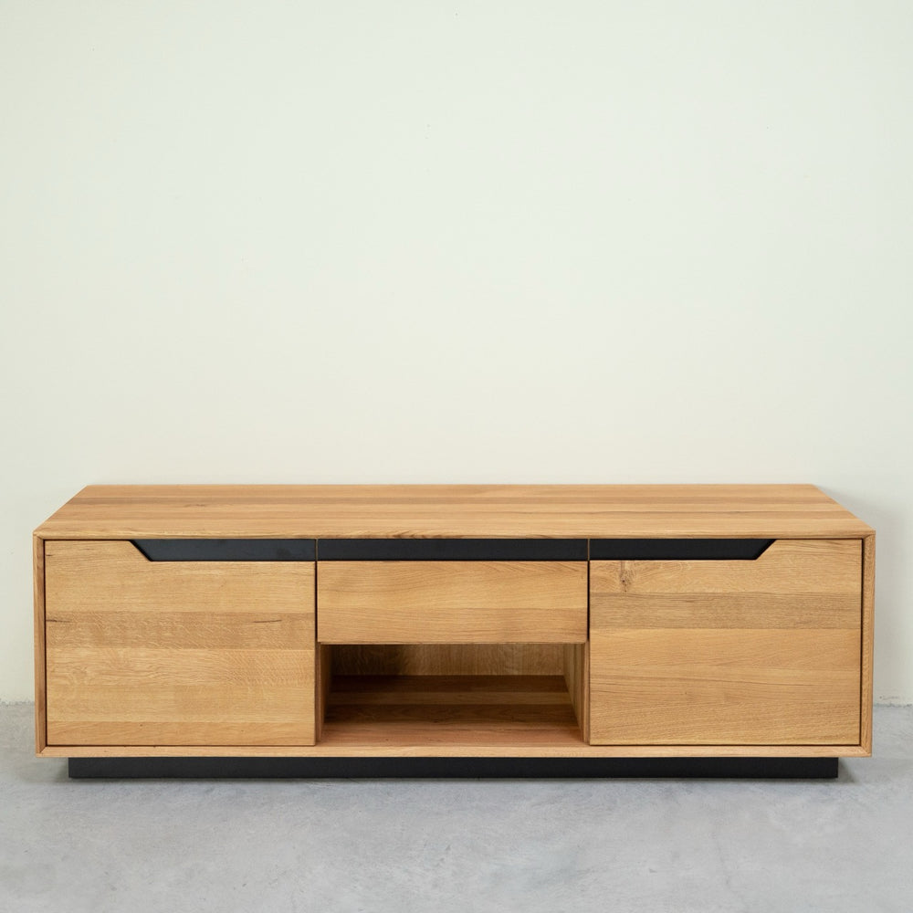 NordicStory Mueble de TV de madera maciza roble Bremen, 160 x 42 x 50 cm.