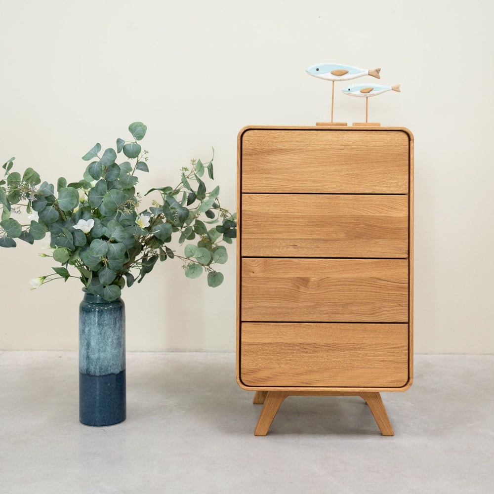 Comoda de madera maciza roble Geneva Cajonera alta con 4 cajones Roble.Store NordicStory