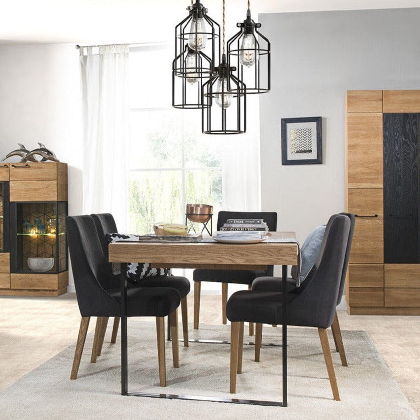 LoftStory Mesa de comedor extensible con patas de metal diseno nordico industrial