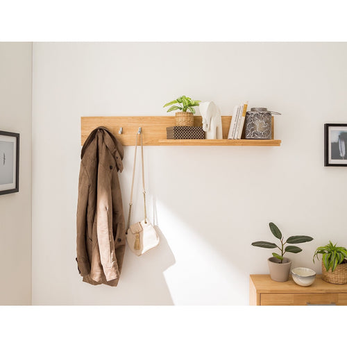 Perchero de pared de madera maciza de roble Arizona, 120 x 21 x 18 cm. | NordicStory