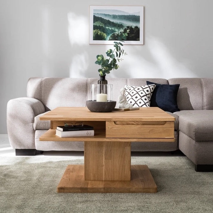 NordicStory Mesa de centro de madera maciza de roble