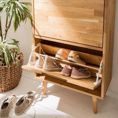 NordicStory Zapatero de madera maciza de roble Mueble para zapatos nordico escandinavo 