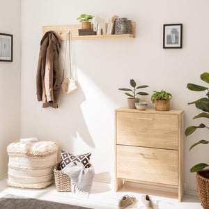 Perchero de pared de madera maciza de roble Arizona, 120 x 21 x 18 cm. | NordicStory