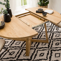 mesa redonda de madera maciza de roble extensible