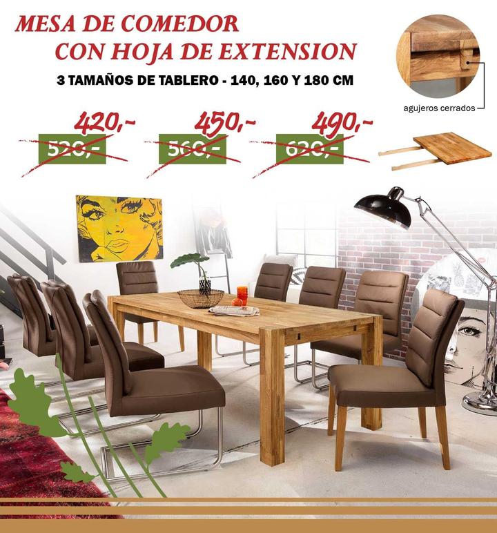 NordicStory Mesa extensible de comedor de madera maciza de roble XL