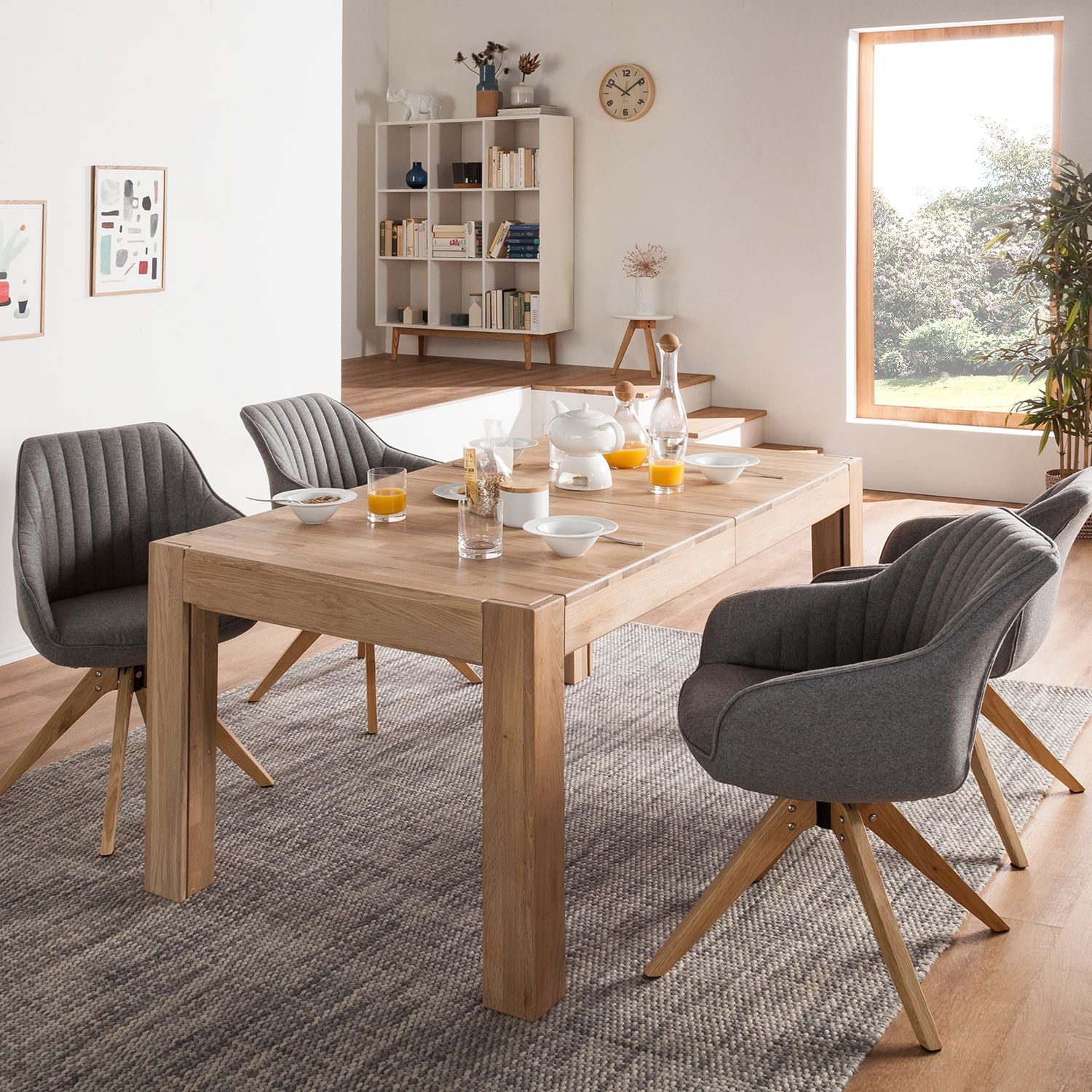 NordicStory mesa de comedor de madera maciza de roble