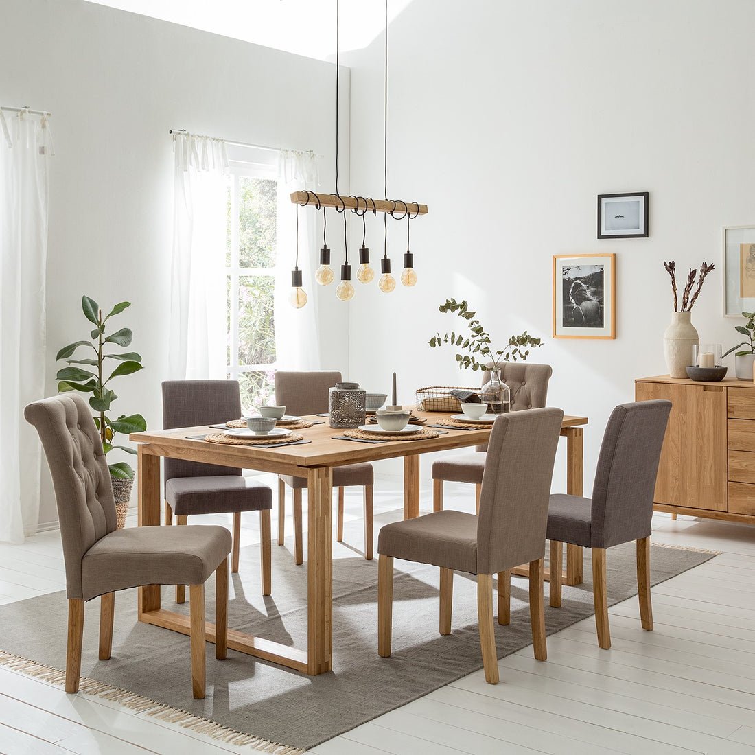 NordicStory Sillas de comedor de madera maciza roble