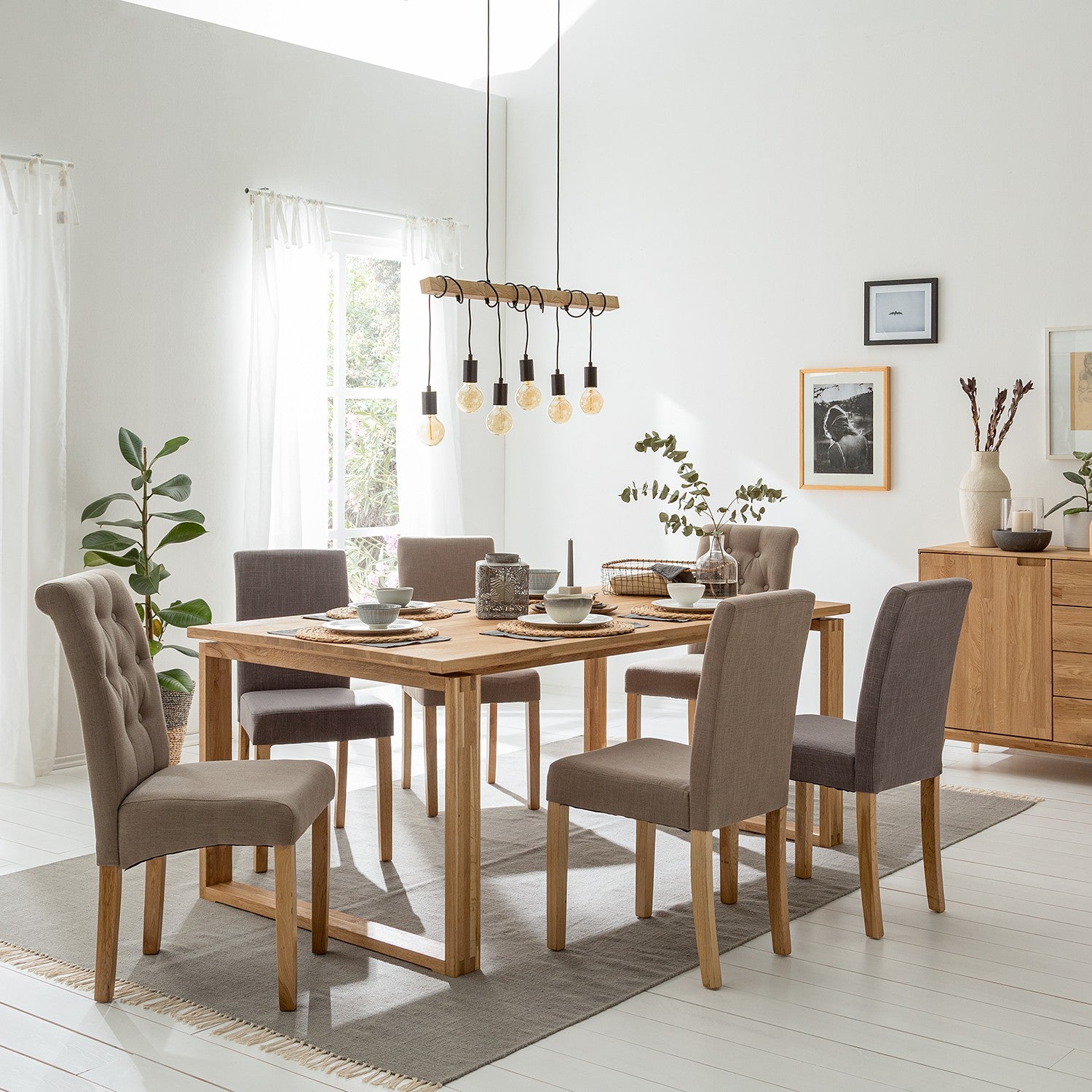 NordicStory Sillas de comedor de madera maciza roble