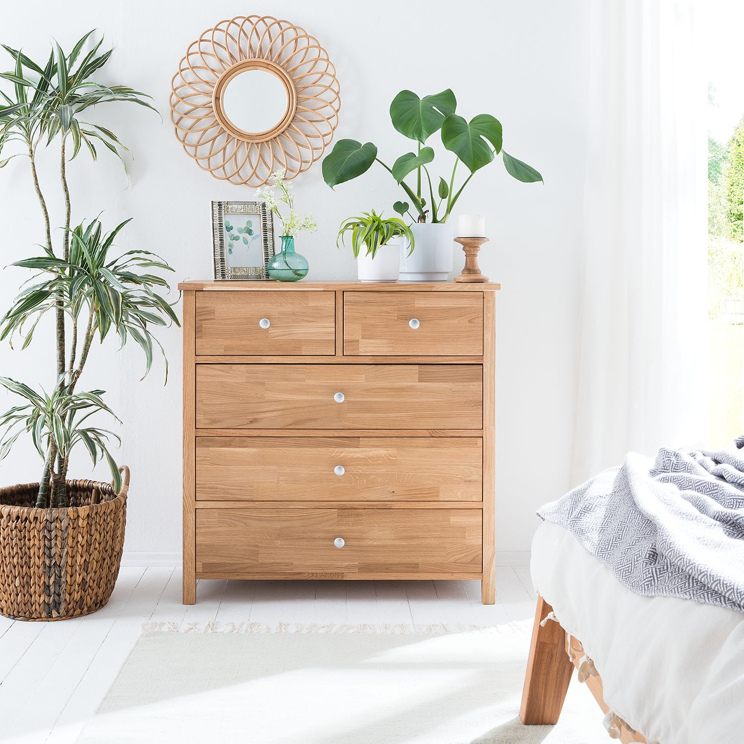  Comoda Cajonera De Madera Maciza De Roble Nordico