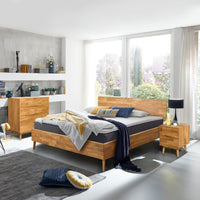 NordicStory, madera maciza de roble, dormitorio, cama, cabecero, mesita de noche, mesa auxiliar, comoda, aparador