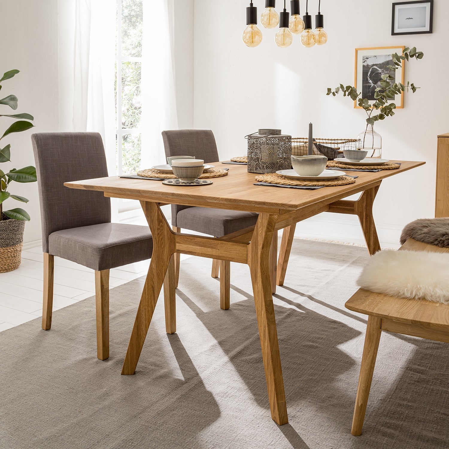 mesa de comedor rectangular extensible de madera maciza 