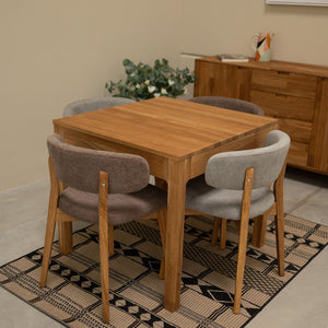 Pack de 2 o 4 Sillas de Comedor de Madera Maciza de Roble Claus, tapizado Gris o Marron | VESKOR