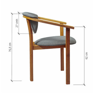 Set van 2 of 4 Alexis eetkamerstoelen, frame van massief eiken, bekleed in Scandinavisch grijs | NordicStory