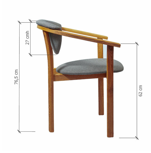 Set van 2 of 4 Alexis eetkamerstoelen, frame van massief eiken, bekleed in Scandinavisch grijs | NordicStory