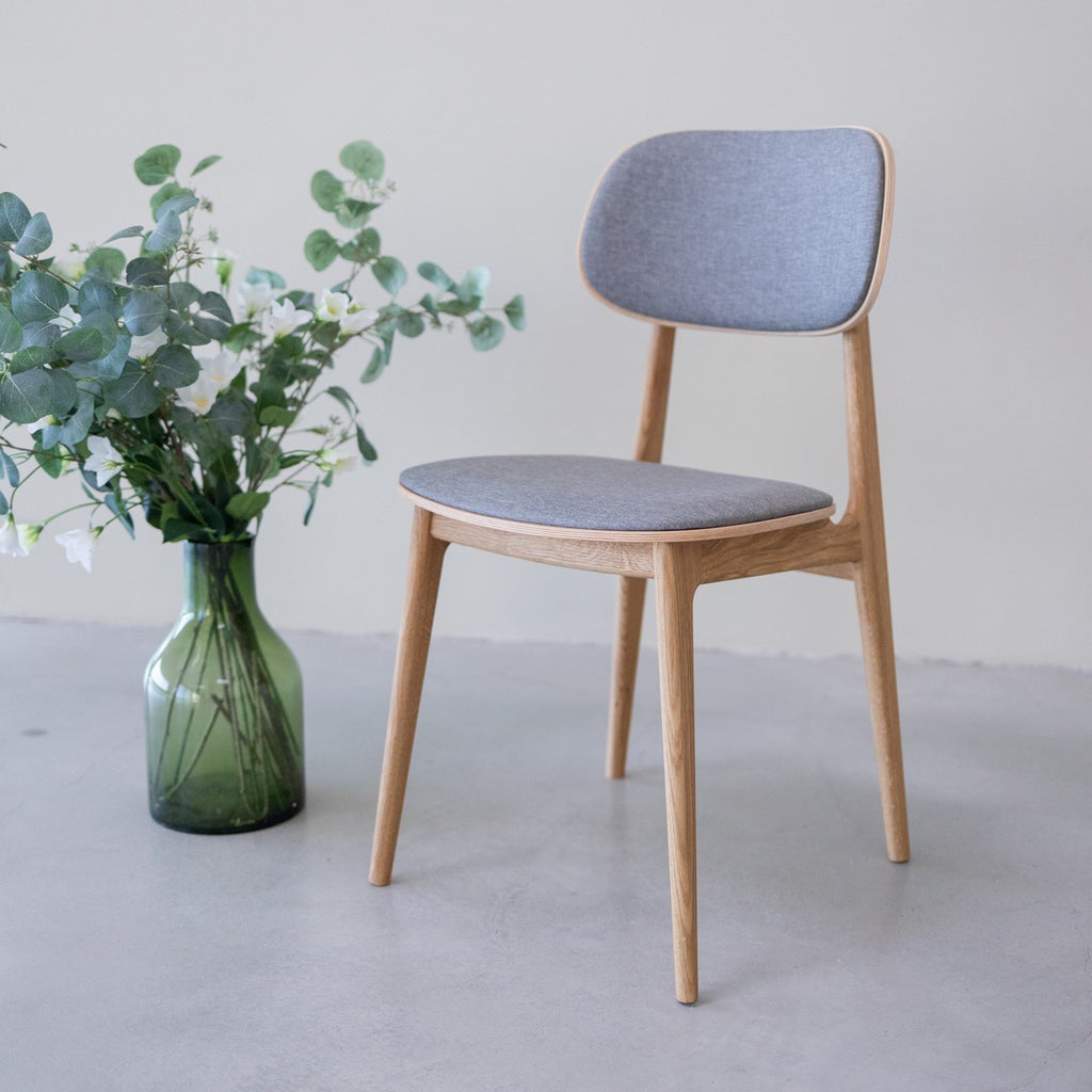 VESKOR Set de 2 sillas de comedor madera maciza roble nórdico tapizado –