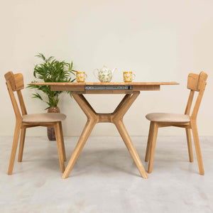 Mesa de comedor redonda y extensible de madera maciza roble Carmen | NordicStory