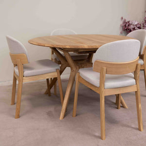 Mesa de comedor redonda y extensible de madera maciza roble Carmen | NordicStory