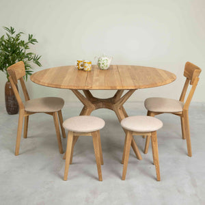 Mesa de comedor redonda y extensible de madera maciza roble Carmen | NordicStory