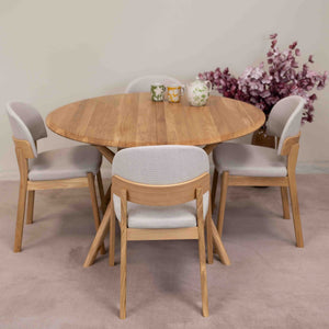 Mesa de comedor redonda y extensible de madera maciza roble Carmen | NordicStory
