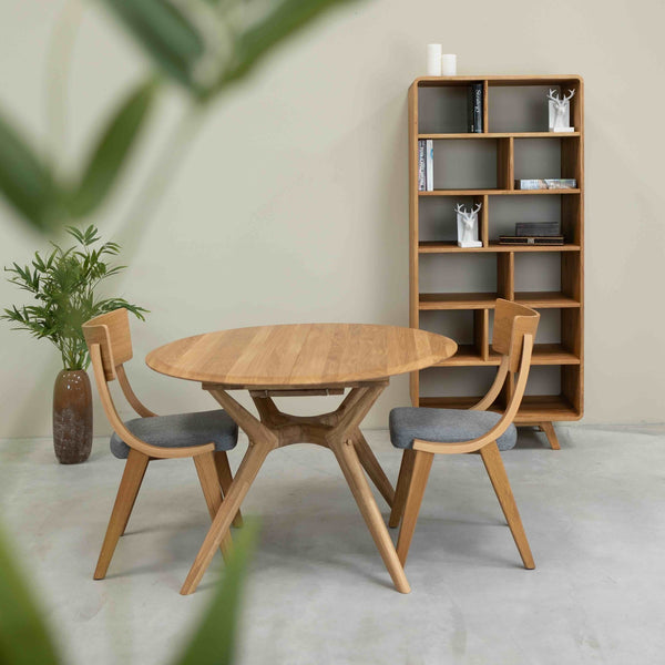 Mesa de comedor redonda y extensible de madera maciza roble Carmen | NordicStory
