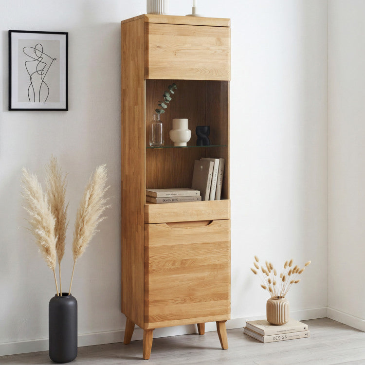 Milan 1 Solid Oak Display Cabinet | NordicStory