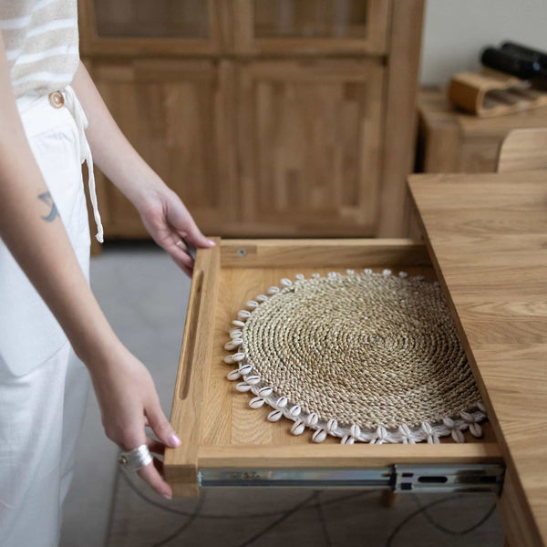 Mesa de jantar extensível em madeira maciça de carvalho BERGAMO | NordicStory