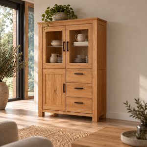 Aden living room furniture made of solid natural oak. A rustic, warm, and timeless design to create a home with character. 