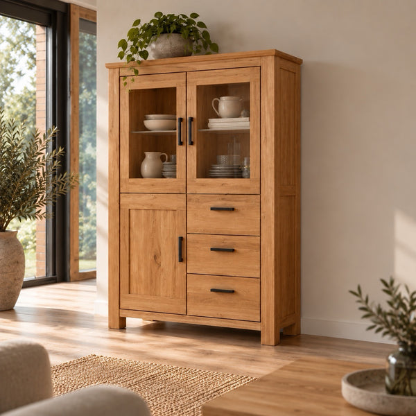 Aden living room furniture made of solid natural oak. A rustic, warm, and timeless design to create a home with character. 
