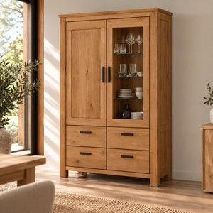 Aden 3 Solid Oak Display Cabinet | NordicStory