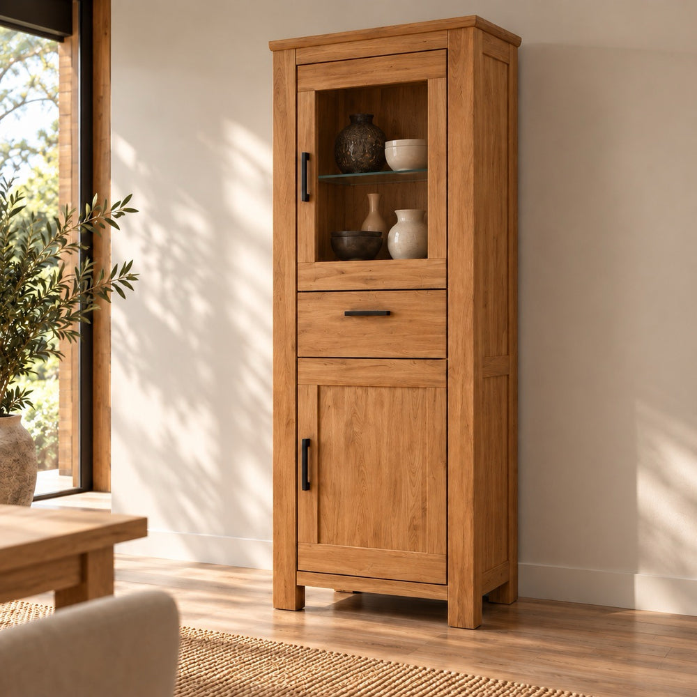 Móveis de sala da Aden em madeira maciça de carvalho natural. Design rústico, acolhedor e intemporal para criar um lar com personalidade. Ver em Roble.Store