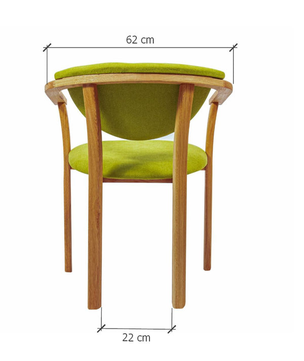 Pack de 2 o 4 Sillas de Comedor Alexis, Estructura de Madera Maciza de Roble, Tapizado en Color Verde Vida | NordicStory