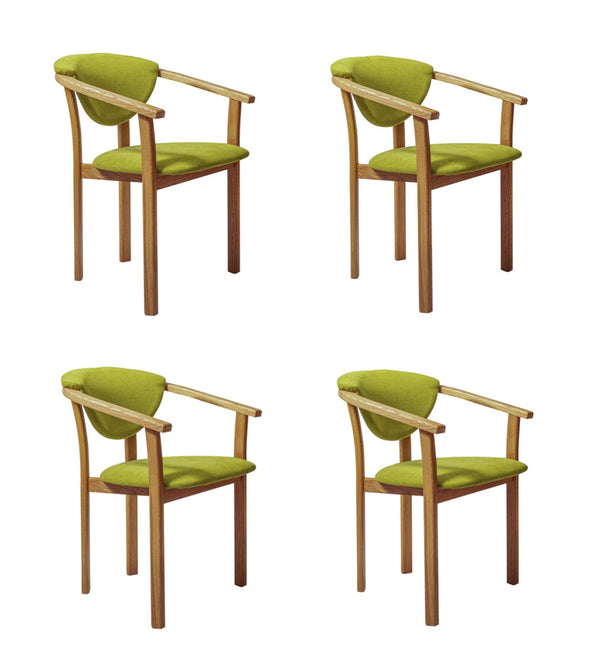 Pack de 2 o 4 Sillas de Comedor Alexis, Estructura de Madera Maciza de Roble, Tapizado en Color Verde Vida | NordicStory