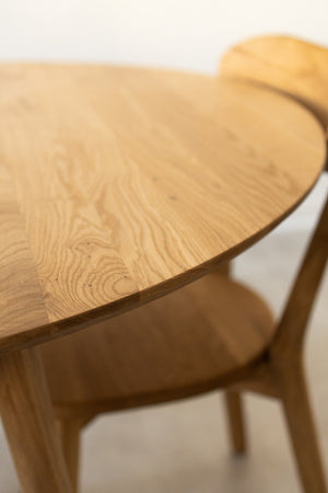 Mesa de comedor redonda y extensible de madera maciza de roble Escandi 3, 100-130 x 100 x 75 cm. | NordicStory