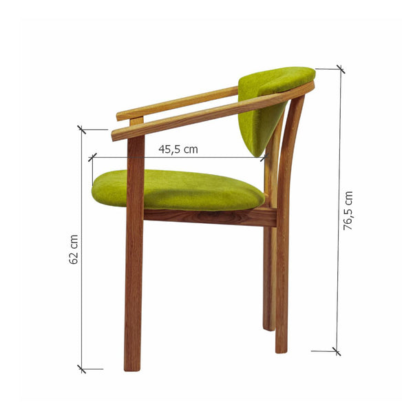 Pack de 2 o 4 Sillas de Comedor Alexis, Estructura de Madera Maciza de Roble, Tapizado en Color Verde Vida | NordicStory