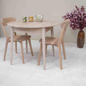 Mesa de comedor redonda y extensible de madera maciza de roble Escandi 3, 100-130 x 100 x 75 cm. | NordicStory