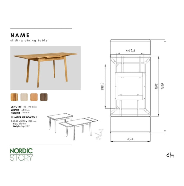 Mesa extensível de jantar em carvalho maciço Mini 1 | NordicStory