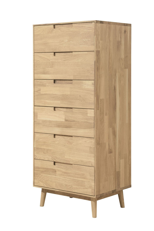 Cómoda alta de madera maciza de roble Escandi 6 | NordicStory