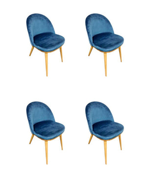 Pack de 2 o 4 Sillas de Comedor Clara, Estructura de Madera Maciza de Roble, Tapizado en Color Azul Monako | NordicStory