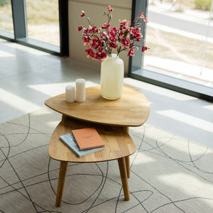 Escandi 2 stackable solid oak coffee tables | NordicStory