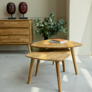 Escandi 2 stackable solid oak coffee tables | NordicStory